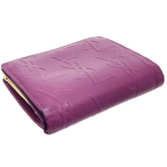 Yves Saint Laurent Purple Embossed Wallet - Picture 4 of 12